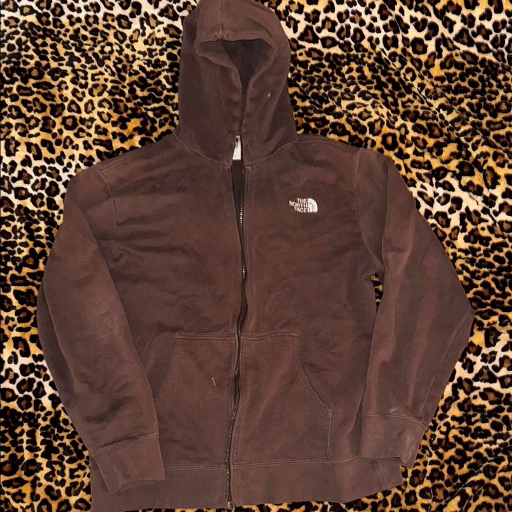 Brown North Face Zip Up Hoodie